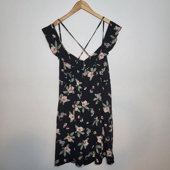 LUNA Black Floral Dress Size L - Picture 2 of 11